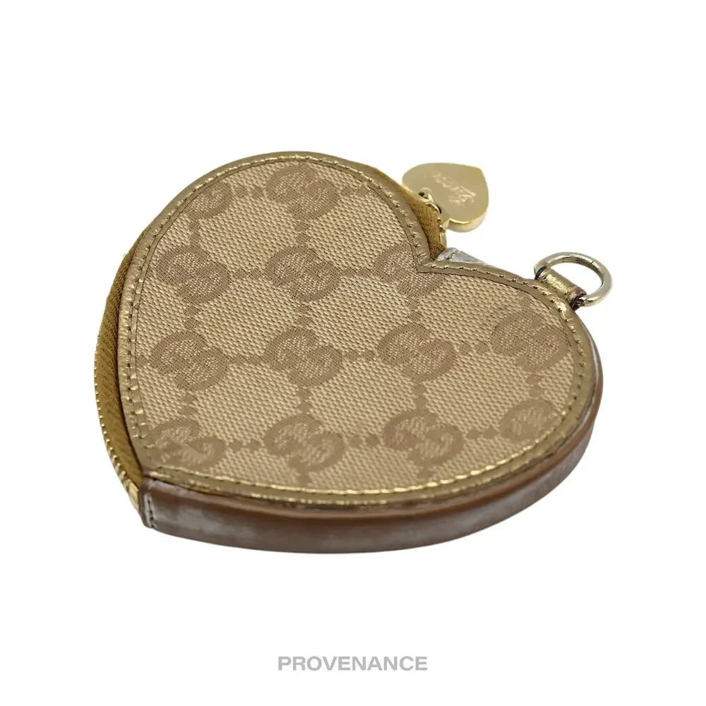 🔴 Gucci GG Canvas Coin Wallet - Bronze Heart Metallic - Picture 4 of 6
